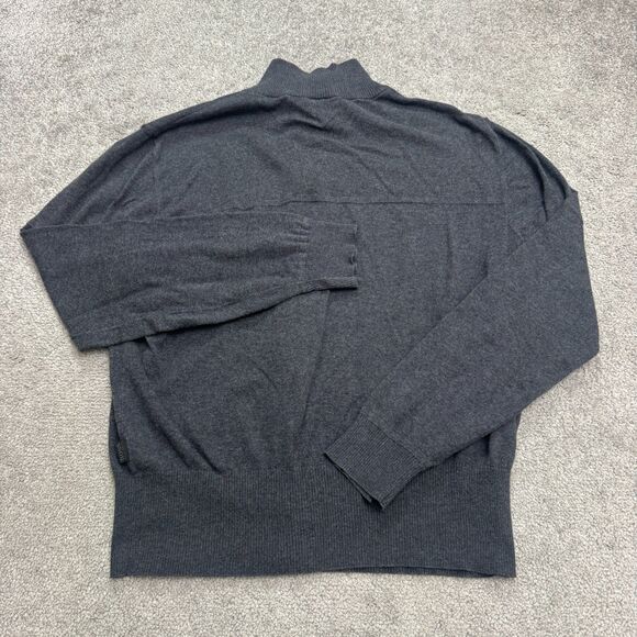 Boss Hugo Boss Full Zip Cardigan Sweater Mens Small Charcoal Gray Mock Cotton - Picture 2 of 15